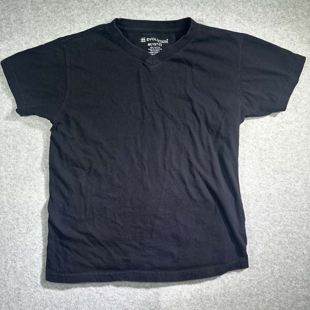 Evolution in Design Mens V-Neck T-Shirt Black Short Sleeve 100% Cotton M 10/12